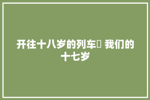开往十八岁的列车➽ 我们的十七岁