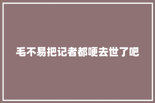 毛不易把记者都哽去世了吧