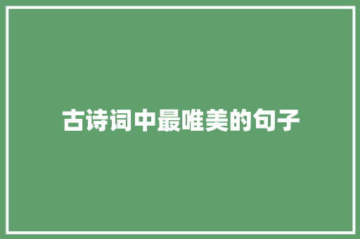 古诗词中最唯美的句子
