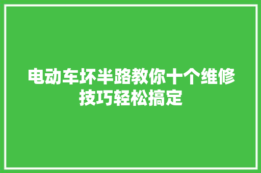 电动车坏半路教你十个维修技巧轻松搞定
