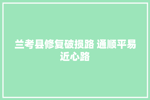 兰考县修复破损路 通顺平易近心路