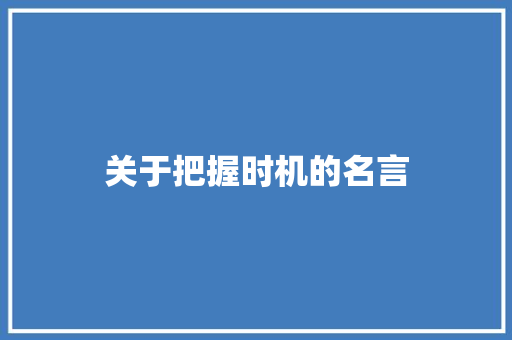 关于把握时机的名言