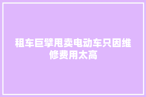租车巨擘甩卖电动车只因维修费用太高