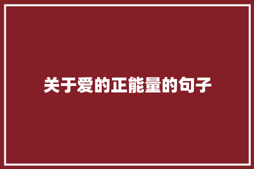 关于爱的正能量的句子