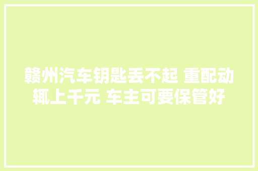 赣州汽车钥匙丢不起 重配动辄上千元 车主可要保管好