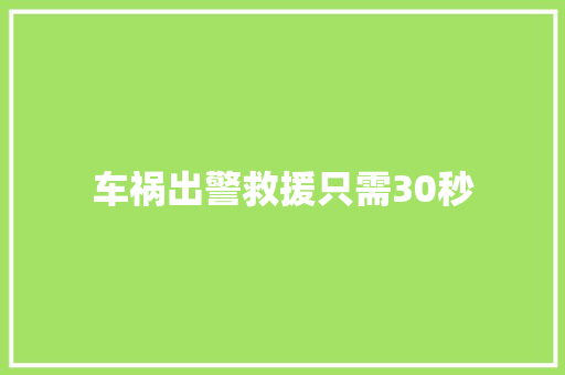 车祸出警救援只需30秒