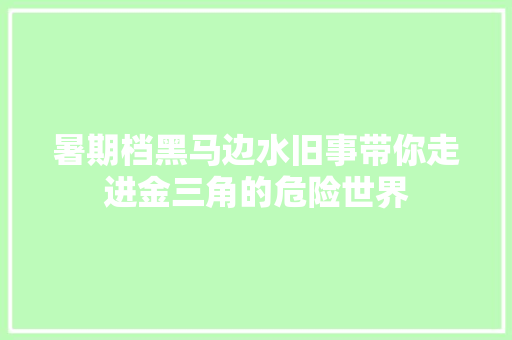 暑期档黑马边水旧事带你走进金三角的危险世界