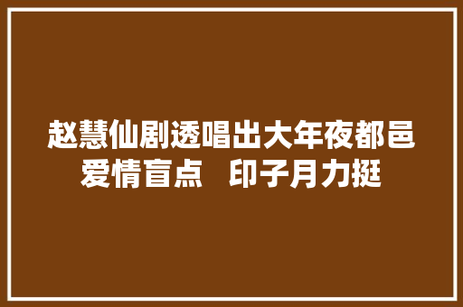 赵慧仙剧透唱出大年夜都邑爱情盲点   印子月力挺