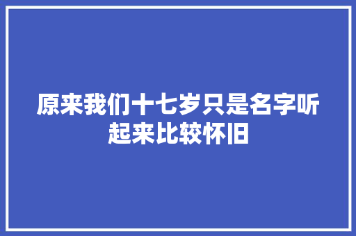 原来我们十七岁只是名字听起来比较怀旧