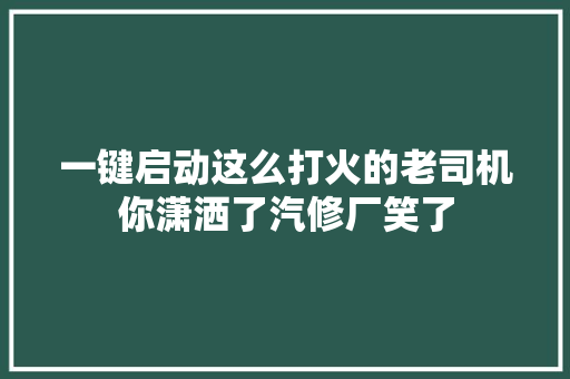 一键启动这么打火的老司机你潇洒了汽修厂笑了