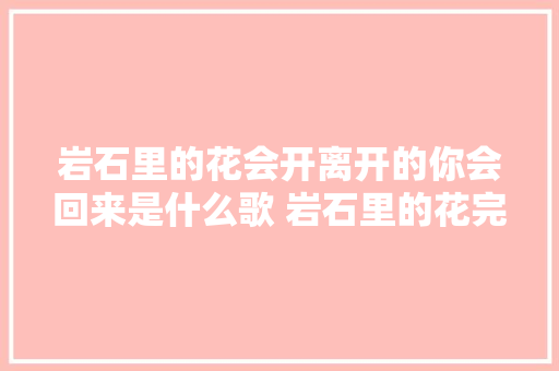 岩石里的花会开离开的你会回来是什么歌 岩石里的花完整歌词介绍 休闲娱乐