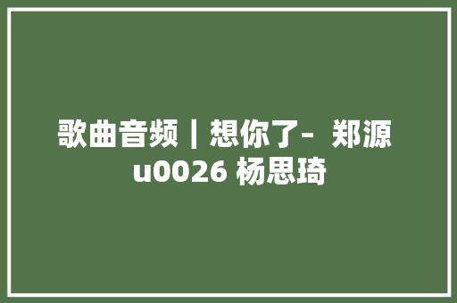 歌曲音频｜想你了–  郑源 u0026 杨思琦