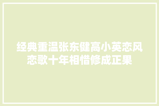 经典重温张东健高小英恋风恋歌十年相惜修成正果