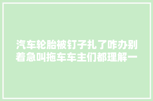 汽车轮胎被钉子扎了咋办别着急叫拖车车主们都理解一下