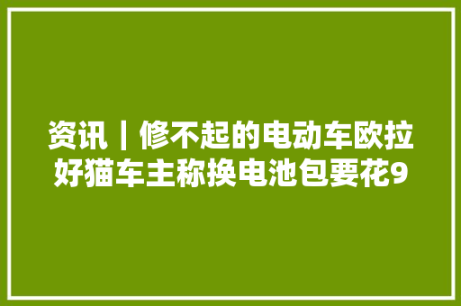 资讯｜修不起的电动车欧拉好猫车主称换电池包要花92万元