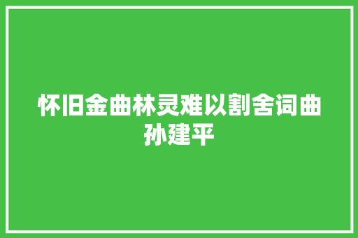 怀旧金曲林灵难以割舍词曲孙建平