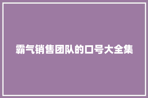 霸气销售团队的口号大全集