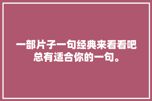 一部片子一句经典来看看吧总有适合你的一句。