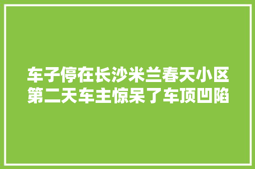 车子停在长沙米兰春天小区第二天车主惊呆了车顶凹陷车门变形万幸的是…