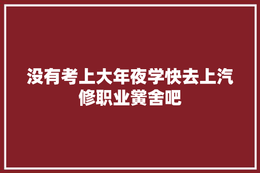 没有考上大年夜学快去上汽修职业黉舍吧 汽车知识