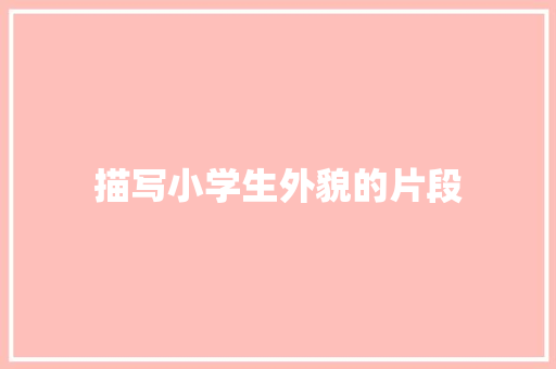 描写小学生外貌的片段