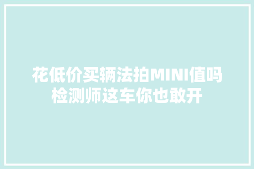 花低价买辆法拍MINI值吗检测师这车你也敢开