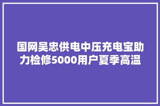 国网吴忠供电中压充电宝助力检修5000用户夏季高温用电无虞