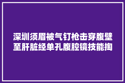 深圳须眉被气钉枪击穿腹壁至肝脏经单孔腹腔镜技能掏出