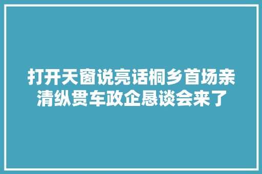 打开天窗说亮话桐乡首场亲清纵贯车政企恳谈会来了