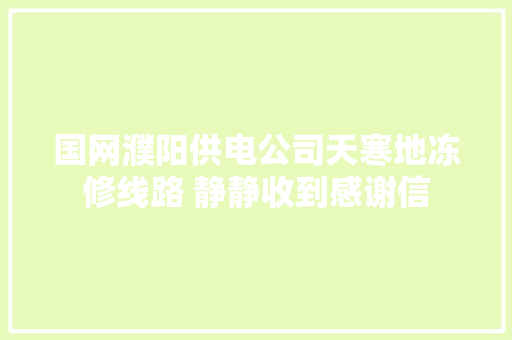 国网濮阳供电公司天寒地冻修线路 静静收到感谢信