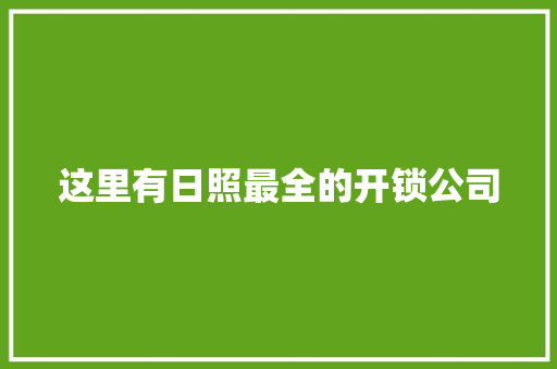 这里有日照最全的开锁公司