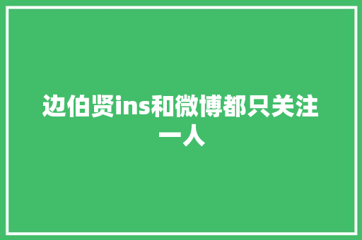 边伯贤ins和微博都只关注一人