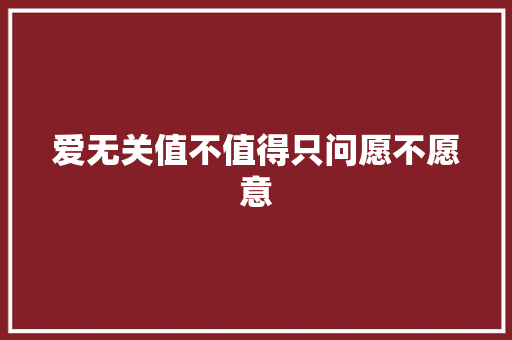 爱无关值不值得只问愿不愿意