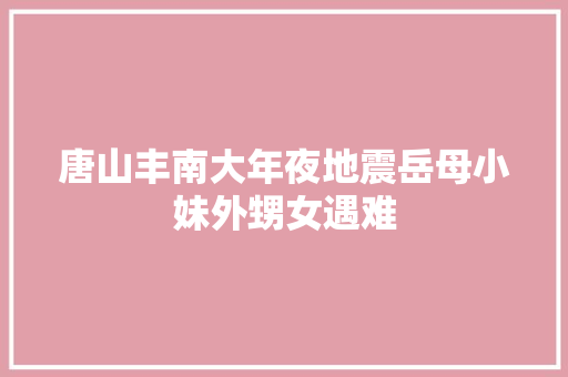 唐山丰南大年夜地震岳母小妹外甥女遇难