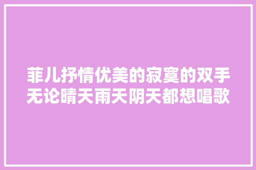 菲儿抒情优美的寂寞的双手无论晴天雨天阴天都想唱歌给你听