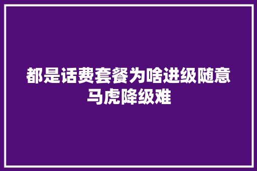 都是话费套餐为啥进级随意马虎降级难