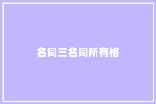 名词三名词所有格
