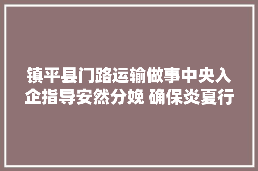 镇平县门路运输做事中央入企指导安然分娩 确保炎夏行车安然