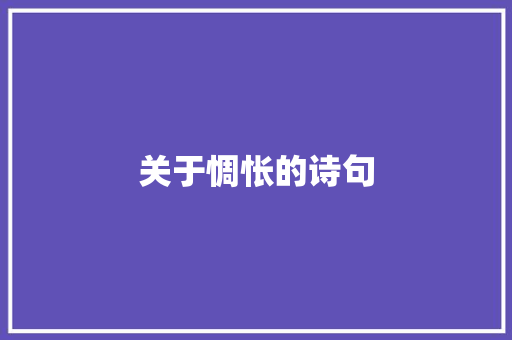 关于惆怅的诗句