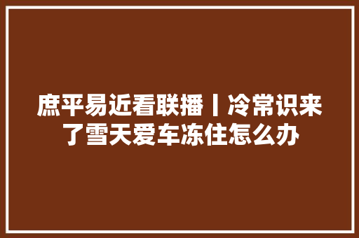 庶平易近看联播丨冷常识来了雪天爱车冻住怎么办