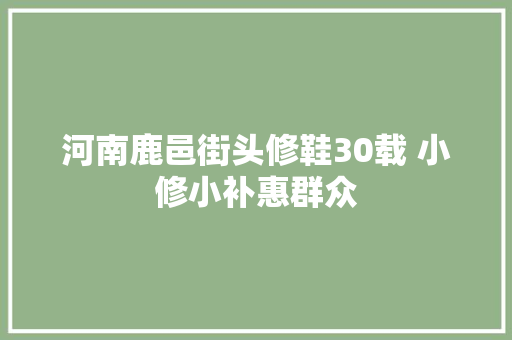 河南鹿邑街头修鞋30载 小修小补惠群众