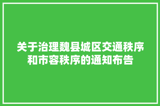 关于治理魏县城区交通秩序和市容秩序的通知布告