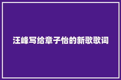 汪峰写给章子怡的新歌歌词