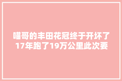 喵哥的丰田花冠终于开坏了17年跑了19万公里此次要大年夜修了