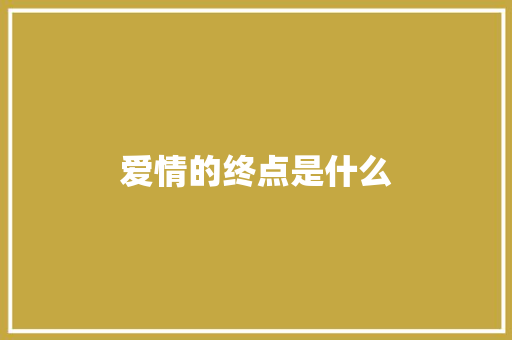 爱情的终点是什么