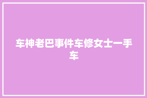 车神老巴事件车修女士一手车