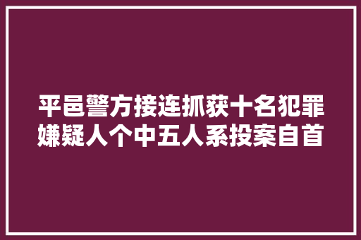 平邑警方接连抓获十名犯罪嫌疑人个中五人系投案自首