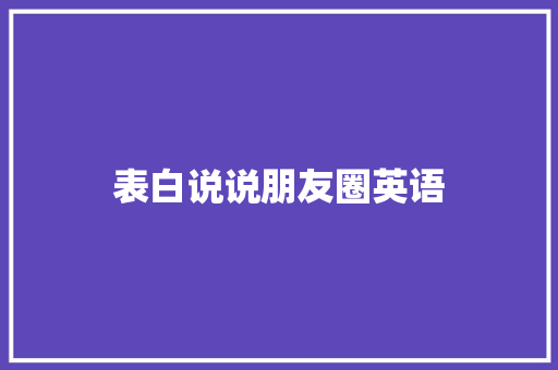 表白说说朋友圈英语
