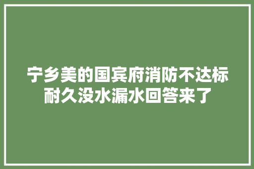 宁乡美的国宾府消防不达标耐久没水漏水回答来了