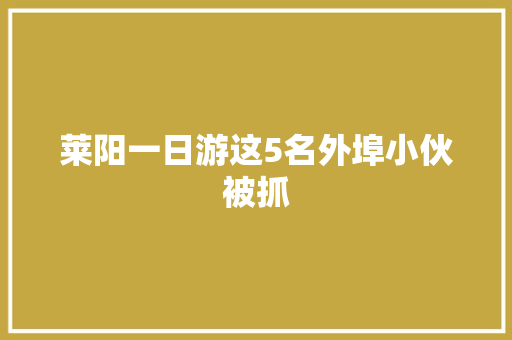 莱阳一日游这5名外埠小伙被抓